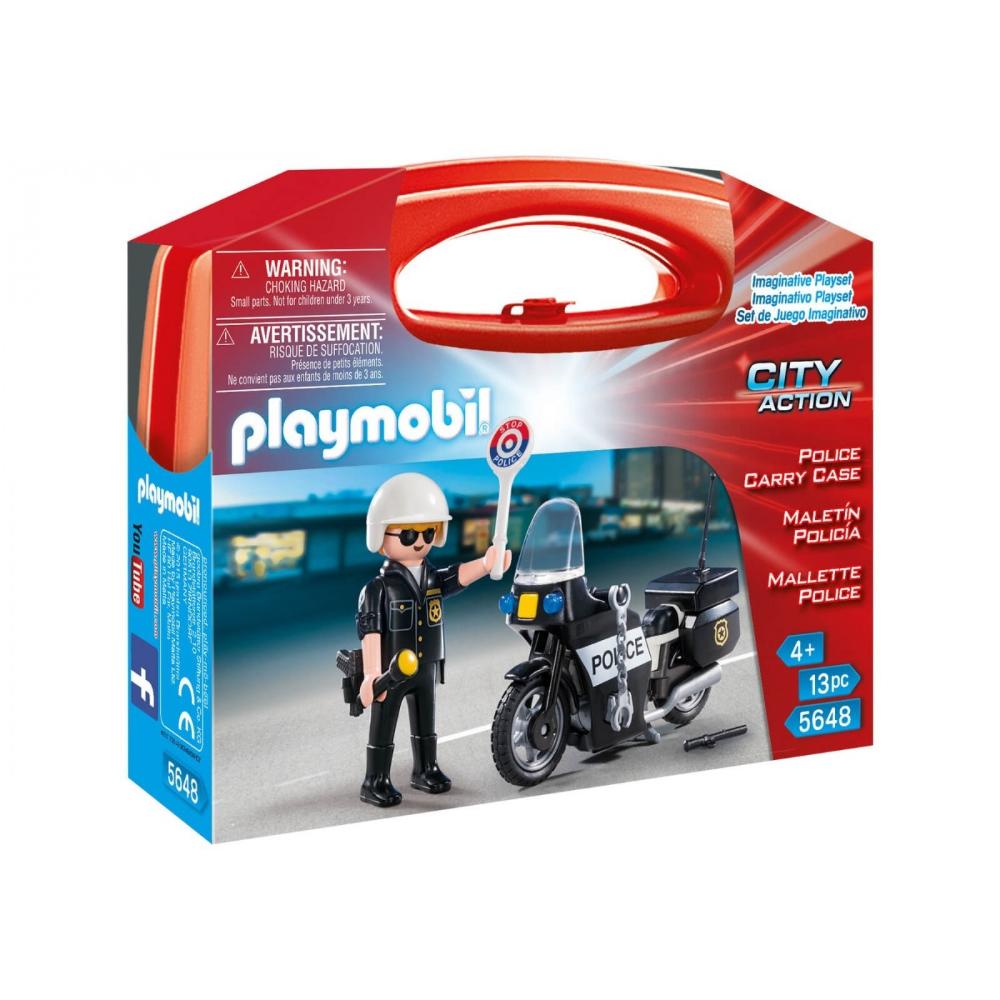 Playmobil5648 Playmobil Βαλιτσάκι Αστυνόμος Με Μοτοσικλέταpapell.gr